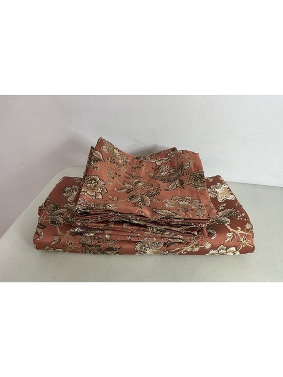 Waterford Other - Waterford Baroque Damask Tablecloth Brown Floral Rectangle + 10 Napkins New
